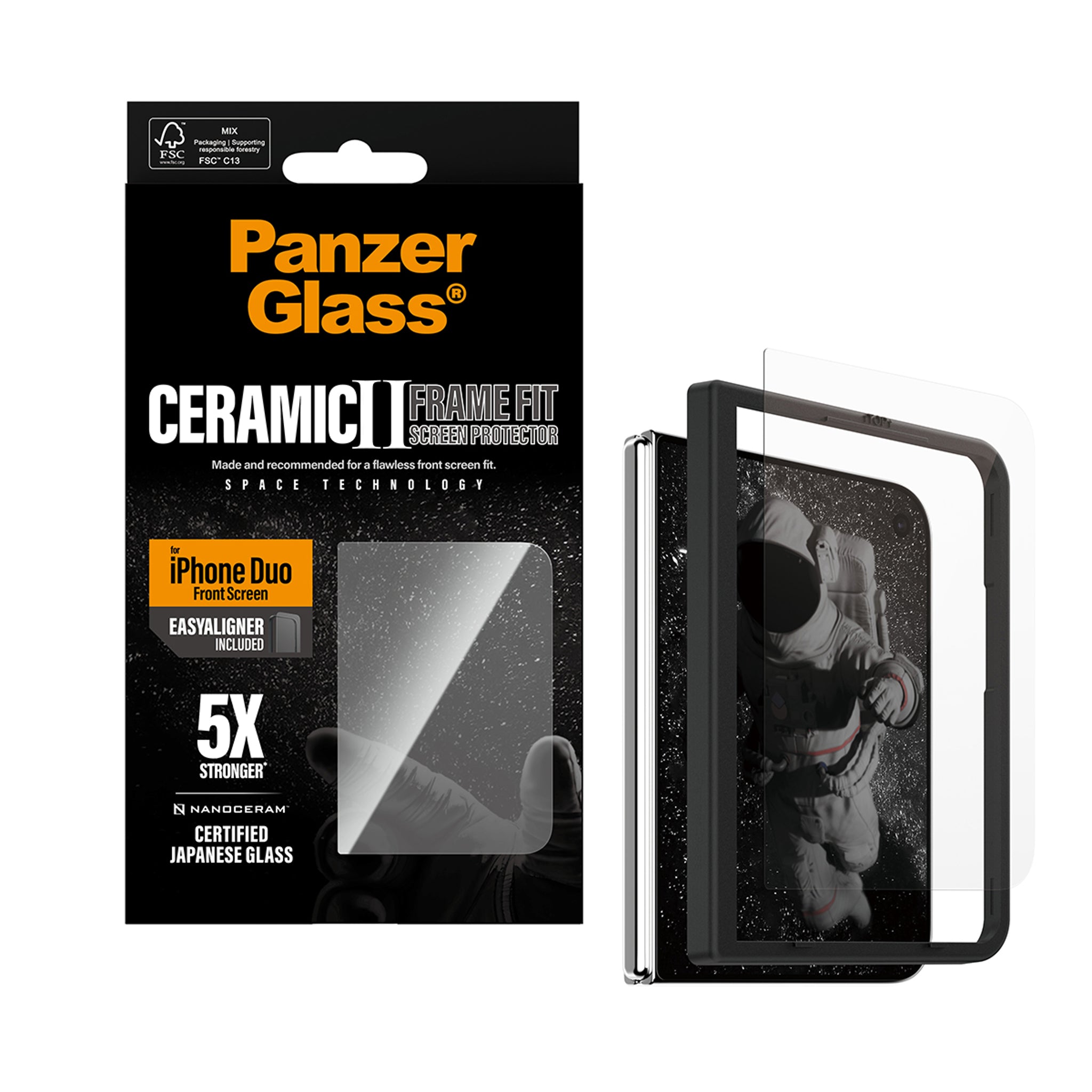 PanzerGlass® Ceramic Front Screen Protector iPhone Duo | FRAME FIT w. EasyAligner